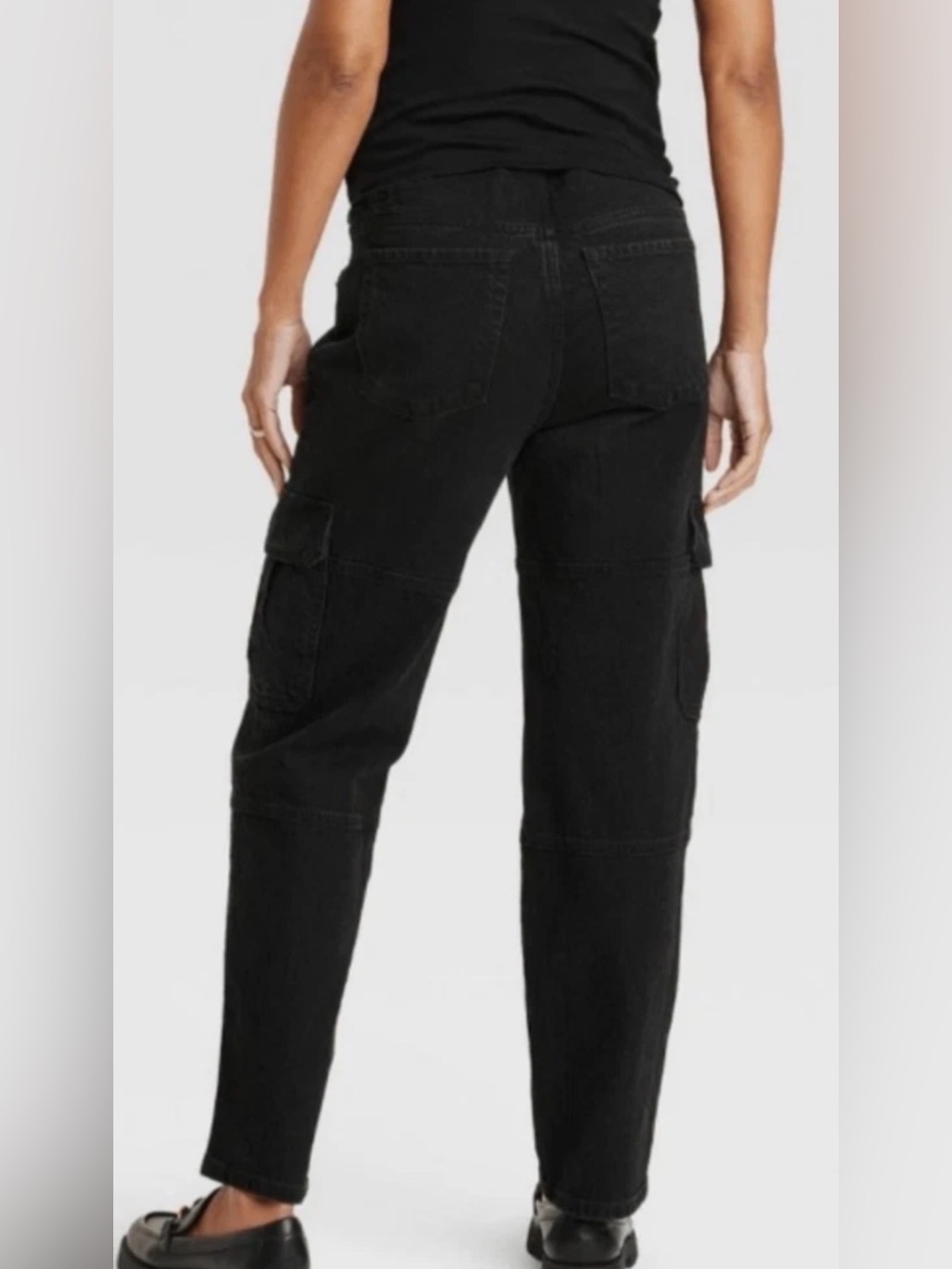 Ingrid & Isabel Maternity Over The Belly 90’s Straight Cargo Jeans Size 6 NWOT - Picture 2 of 10